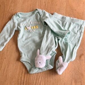NWOT, Mint Green Easter Baby Onesie and Pants Set, Newborn